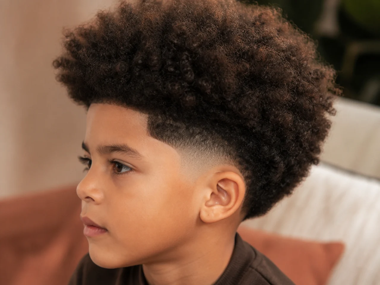 A boy with a picked out afro