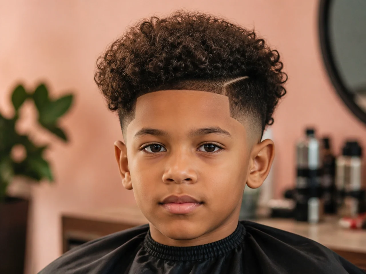 A boy with a curly blowout