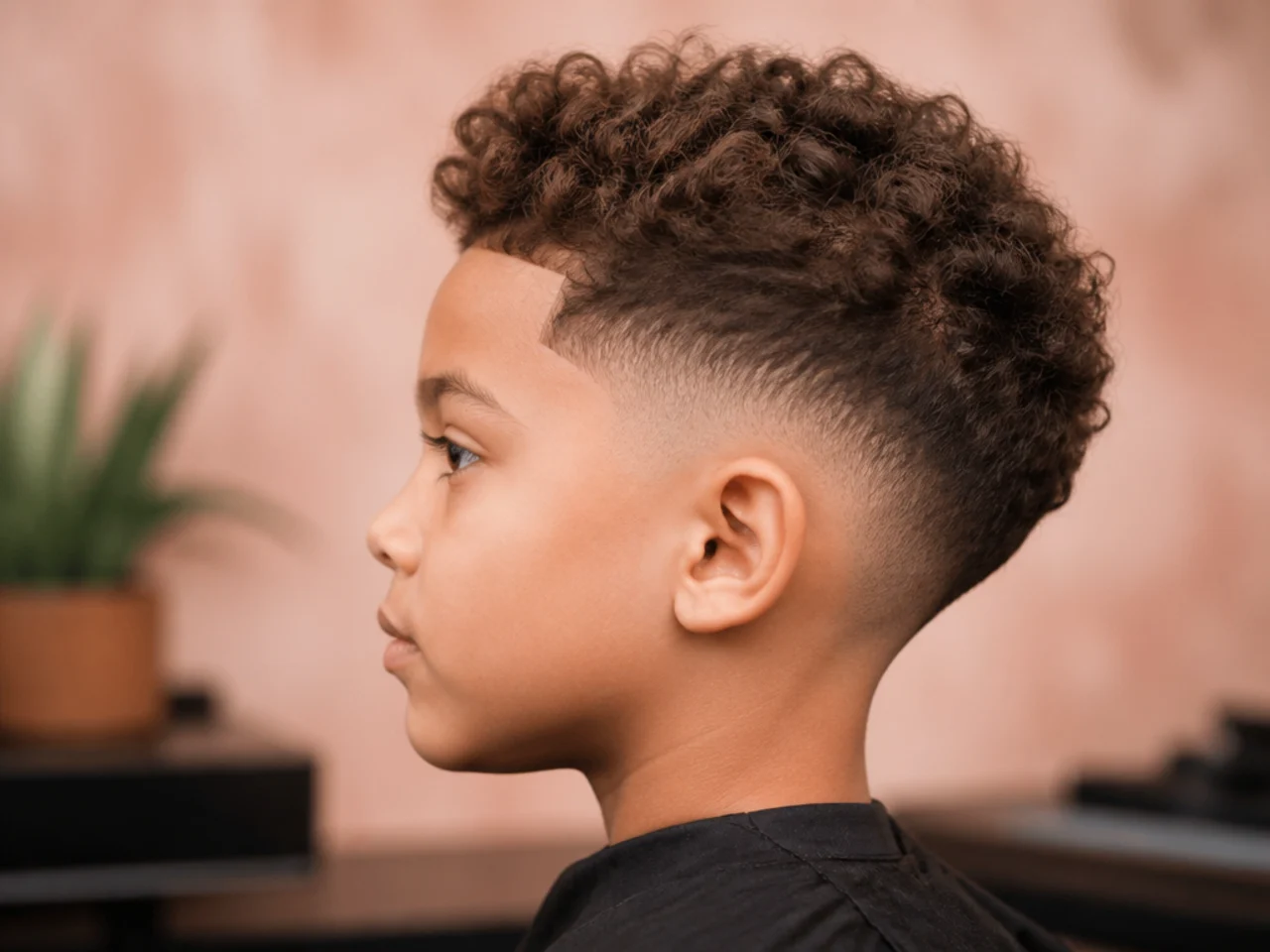 A boy's curly haircut four weeks after cutting