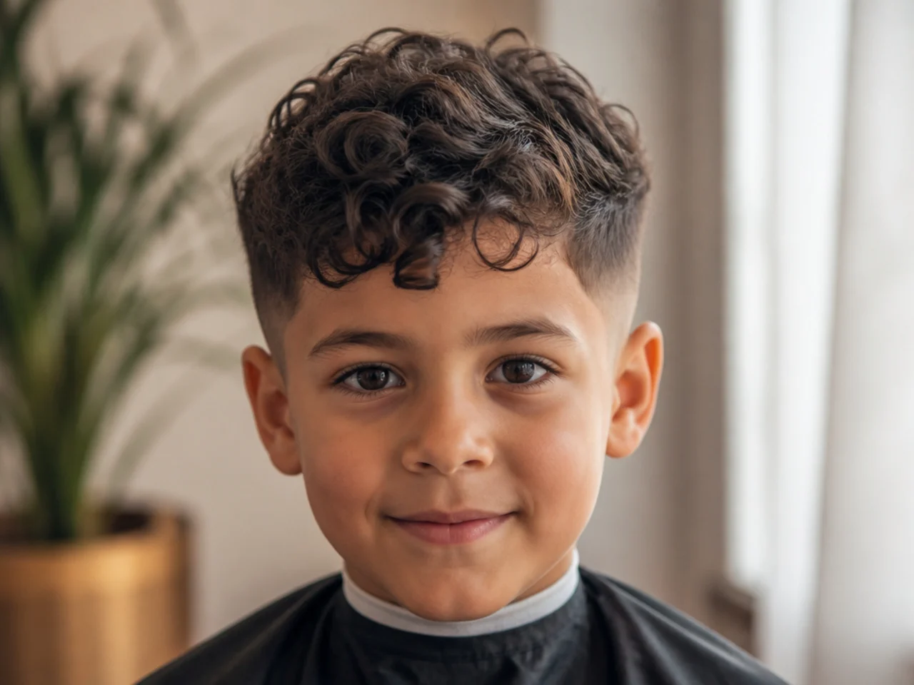 A boy with a textured crop and curly front