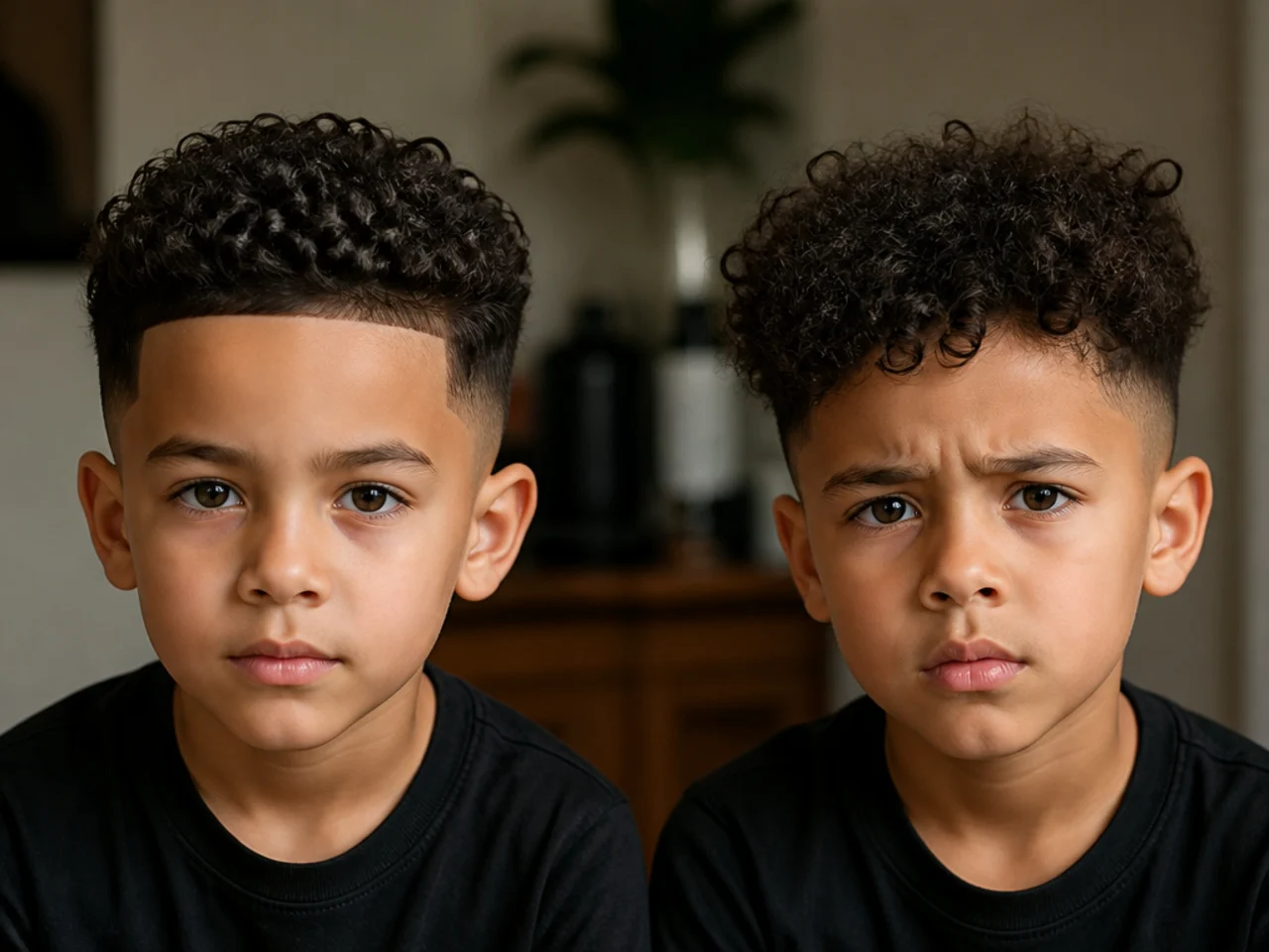A saved haircut photo next to a very different result
