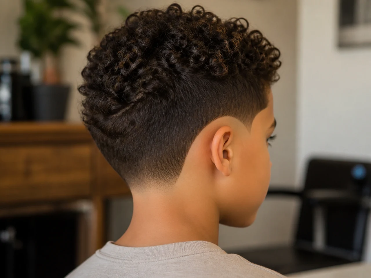 A boy with a taper dropping behind the ear