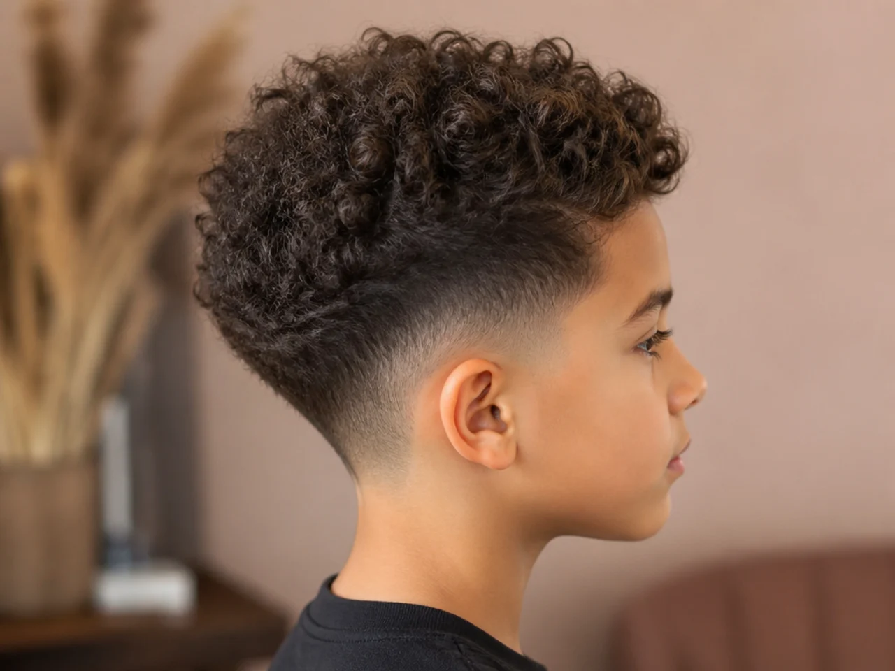 A boy's curly taper four weeks after cutting