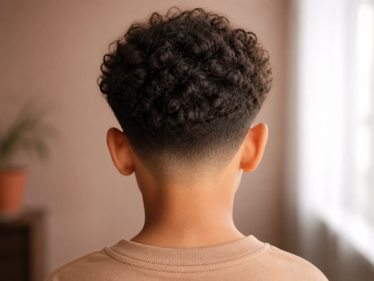 Back view of a boy with a neckline-only taper