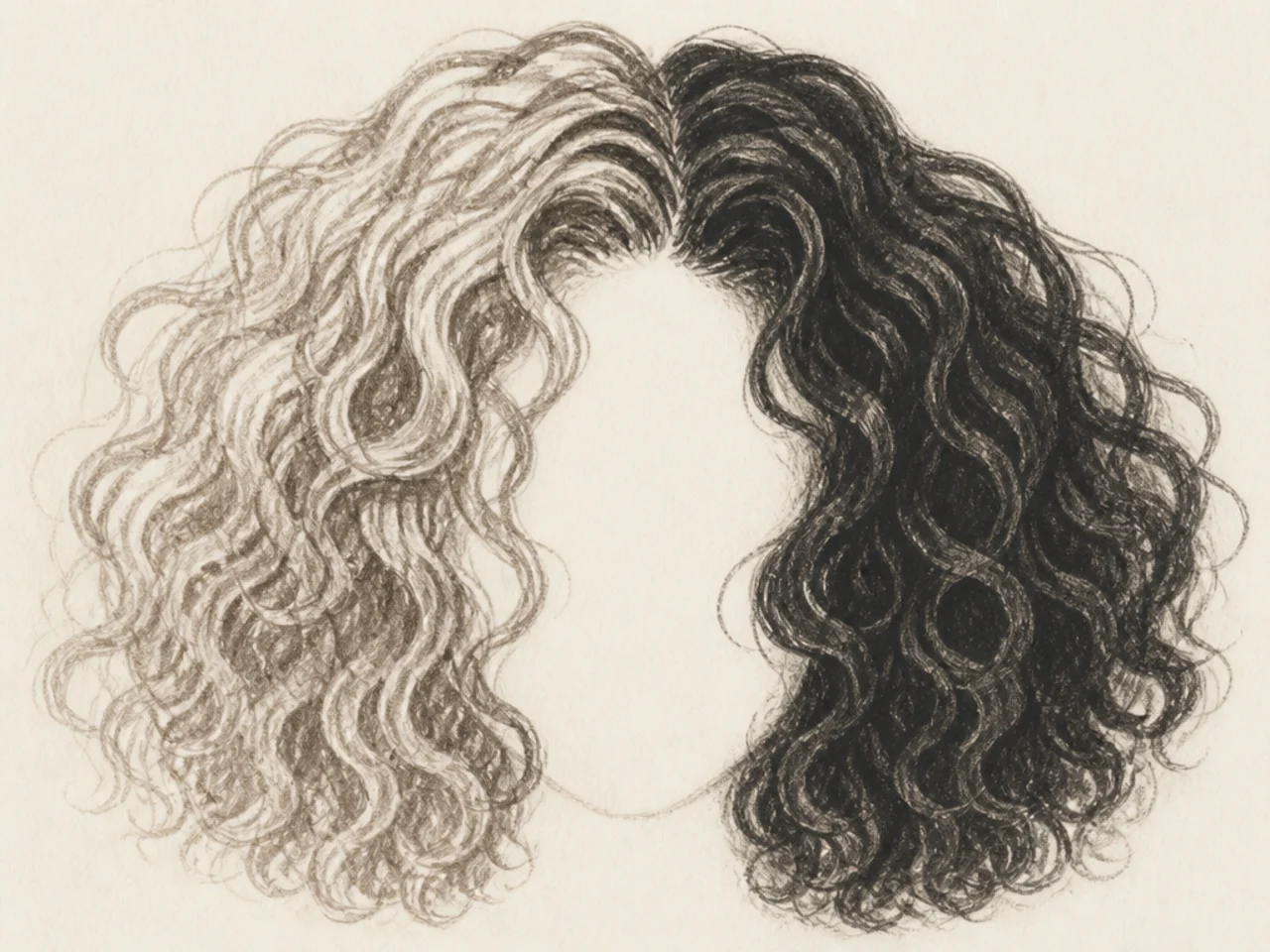A two-value curly hair study