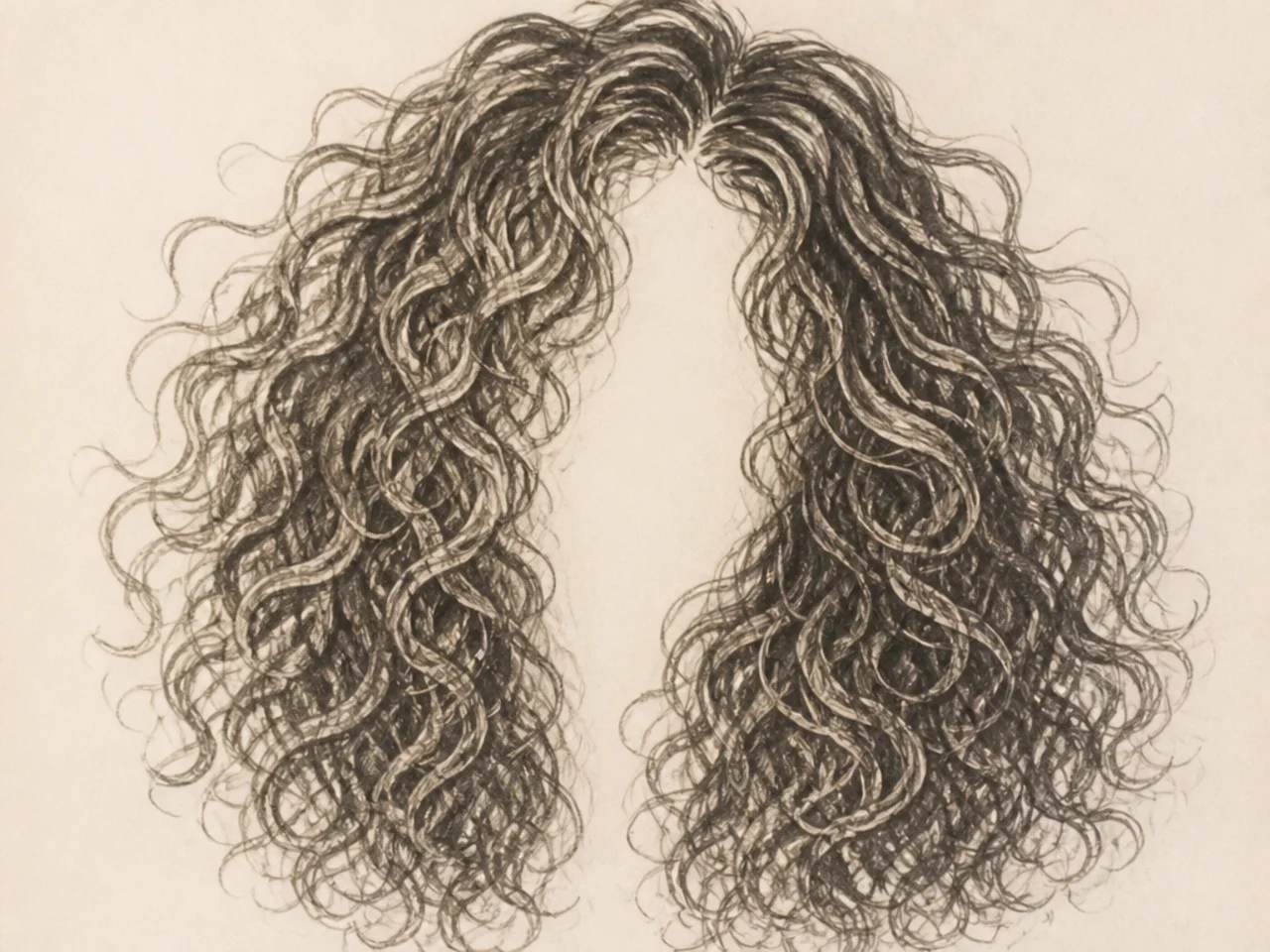 A full curly hair drawing made from memory