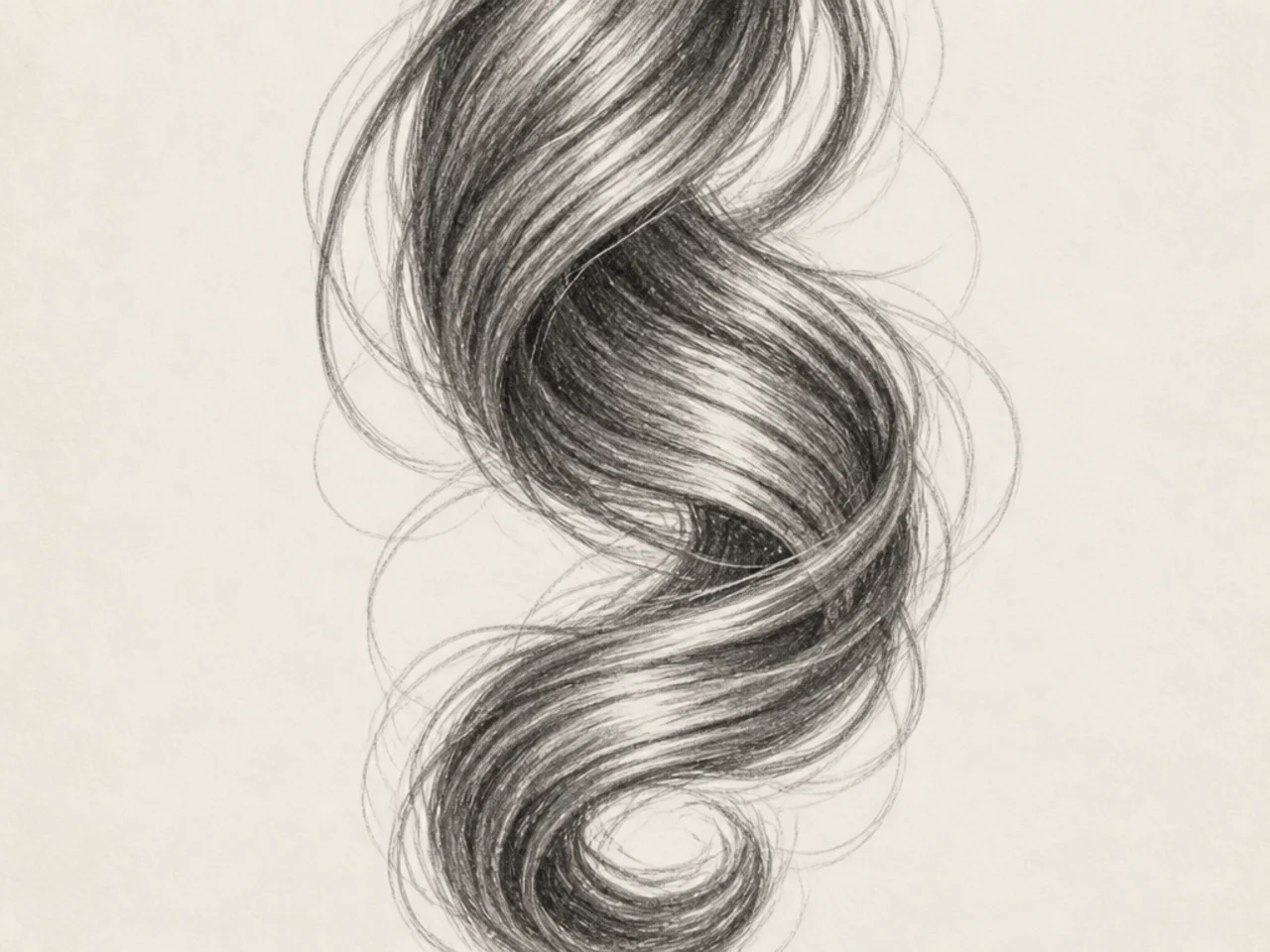 A single hair clump drawn at large scale