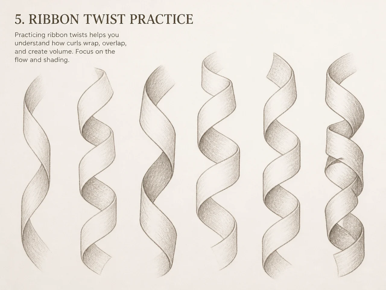 A twisting ribbon drawn as practice