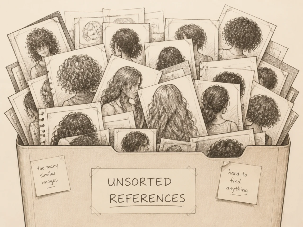 An oversized unsorted reference folder