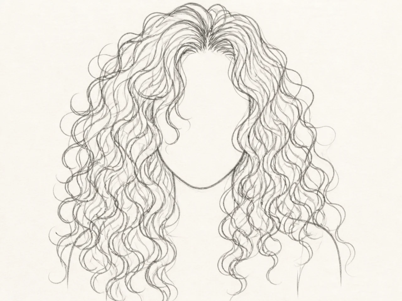 A line-only curly hair drawing