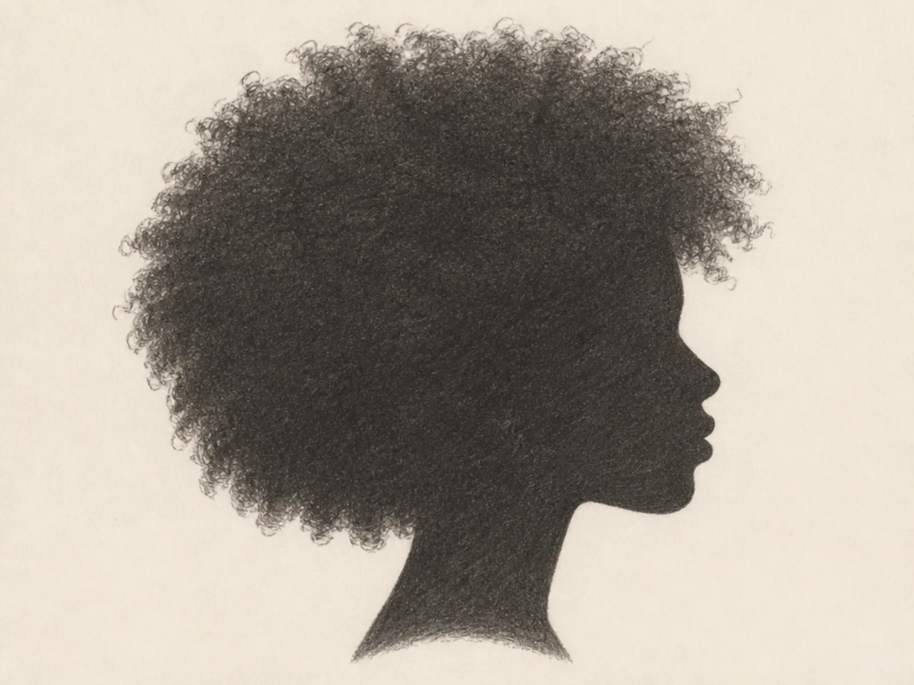 An afro drawn as a silhouette with a soft edge