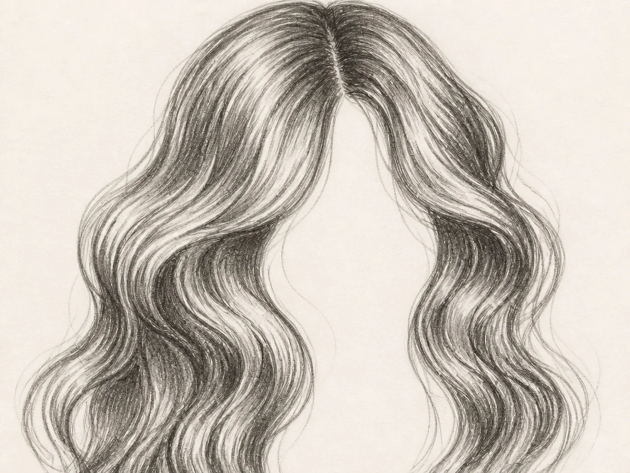 Wavy S-curve hair drawing