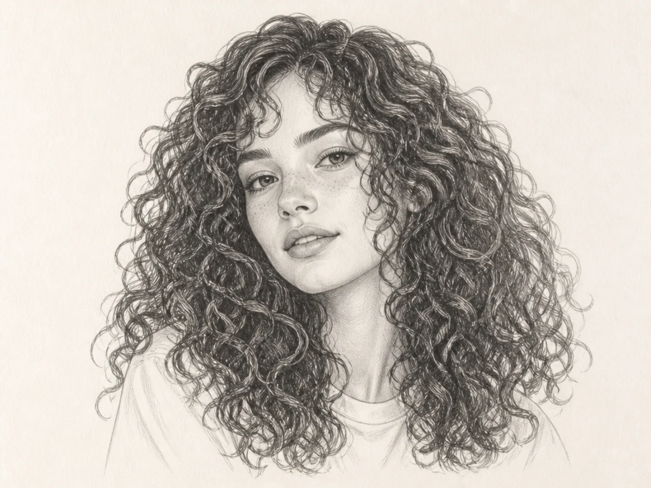 A finished curly hair drawing