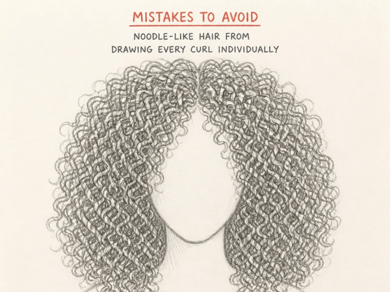 Noodle-like hair from drawing every curl individually