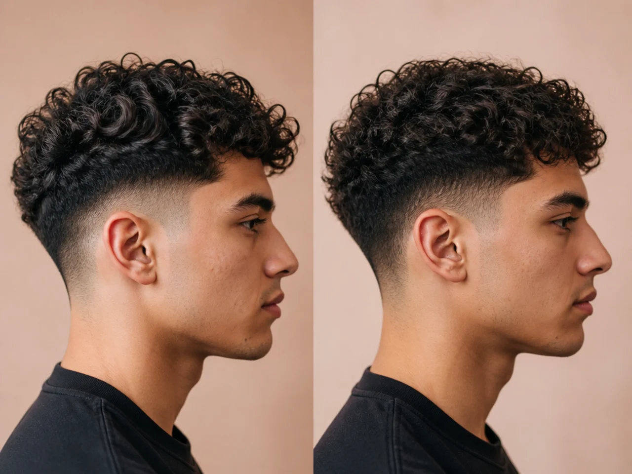 A curly fade compared at two and four weeks