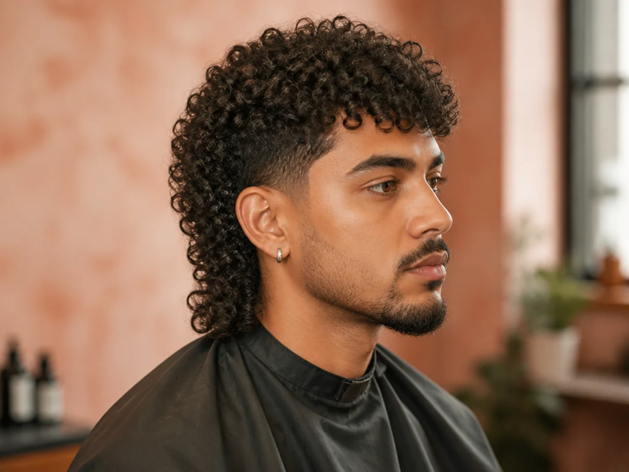Tight 3C curly mullet with dense spiral pattern and heavy internal thinning through the back
