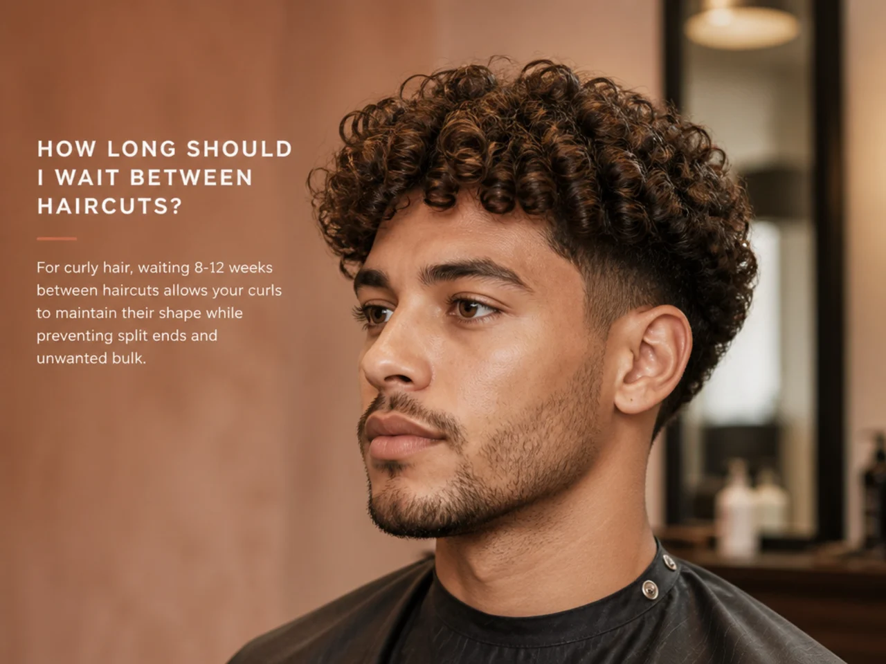 Barber shaping curly hair with scissors in a barbershop chair