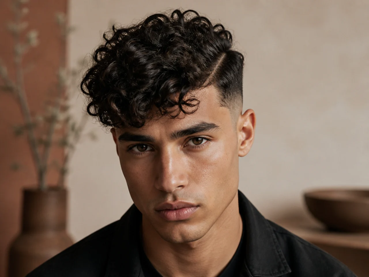 A man with a curly undercut