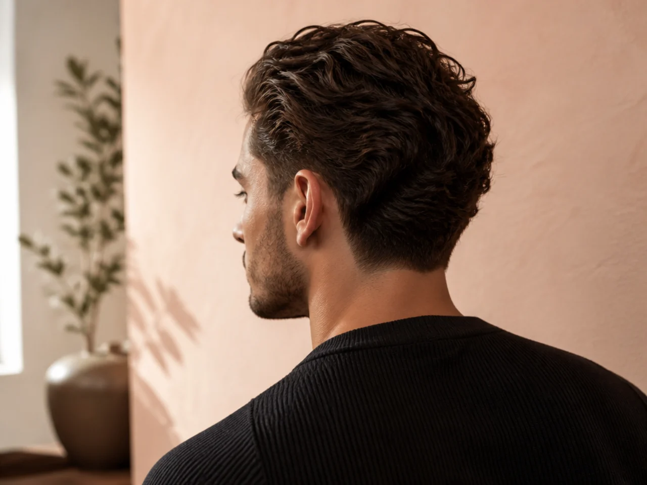 A man with curls pushed back off his face