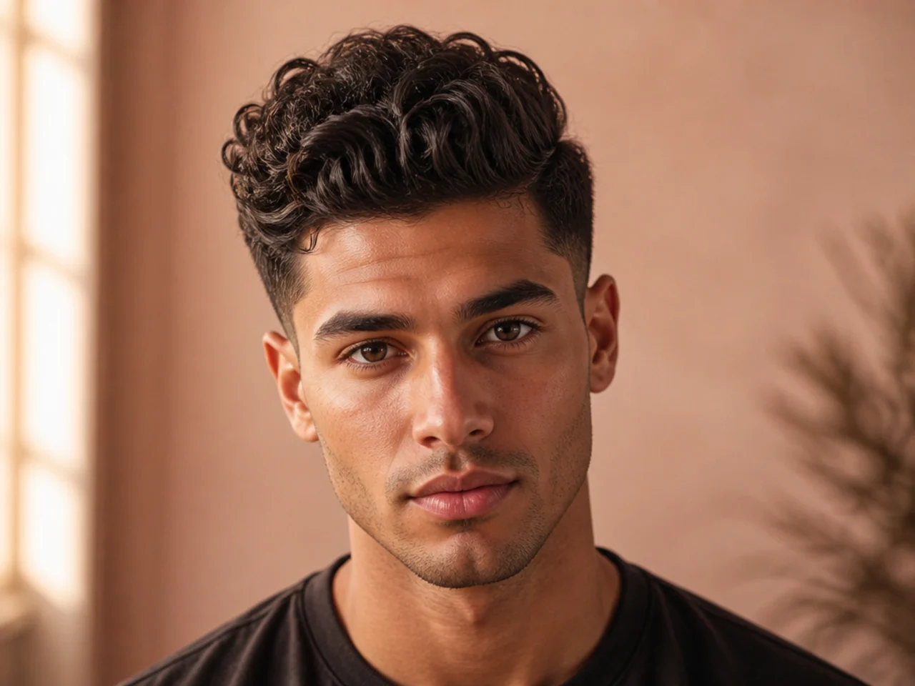 A man with a curly pompadour