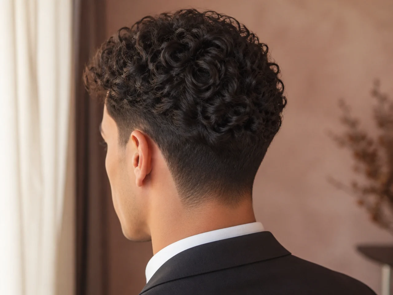 A man with neatly styled formal curls