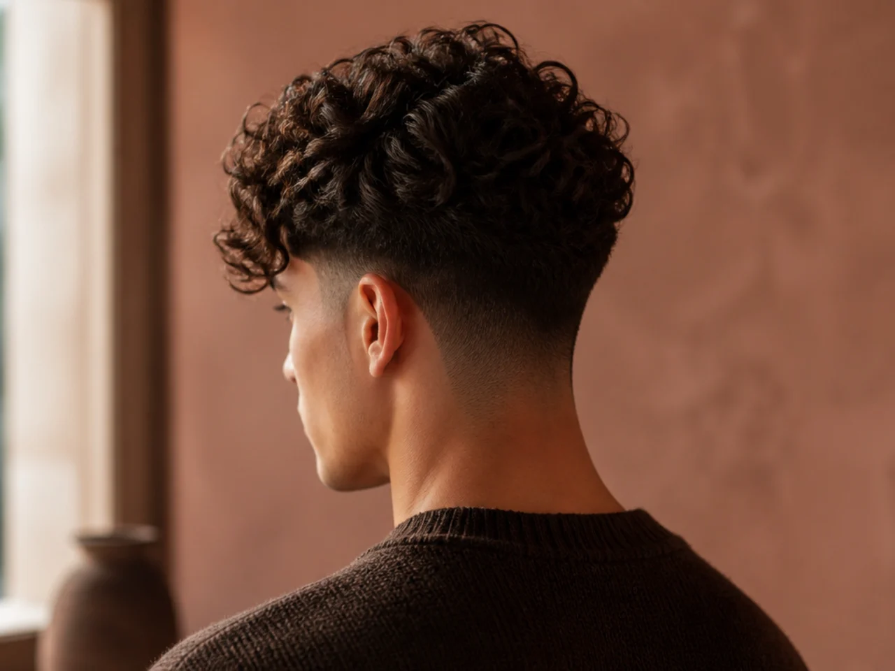 A man with curls swept to one side
