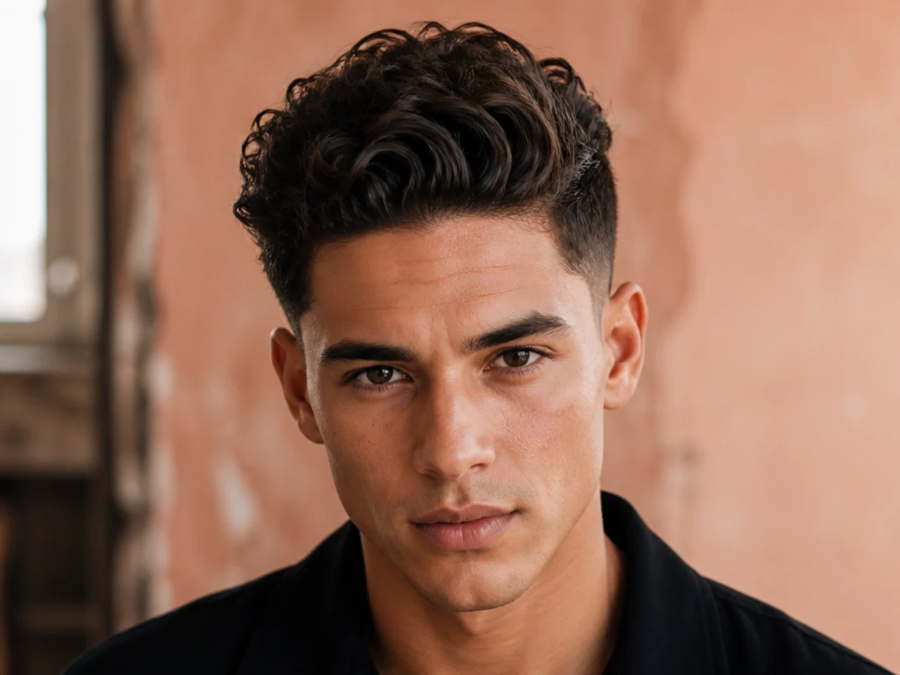 A man with a curly pompadour