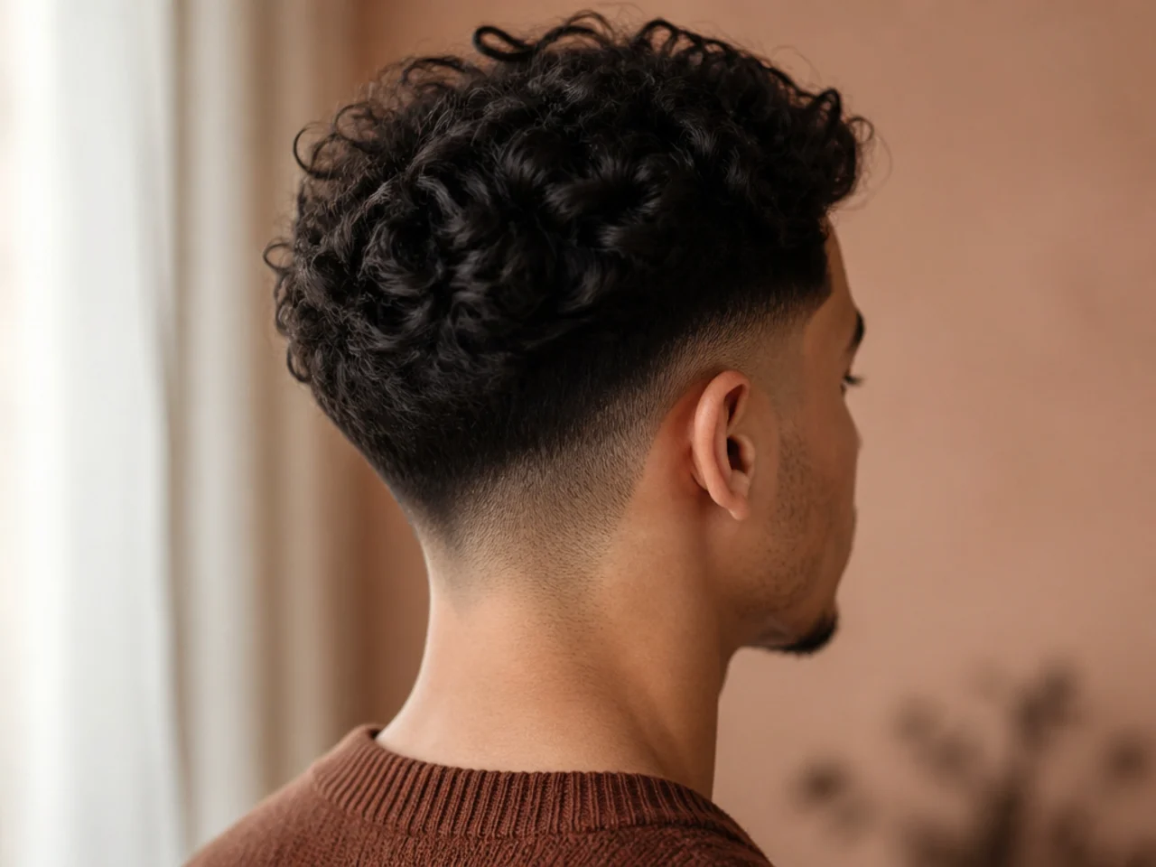 A man with a simple defined curly haircut
