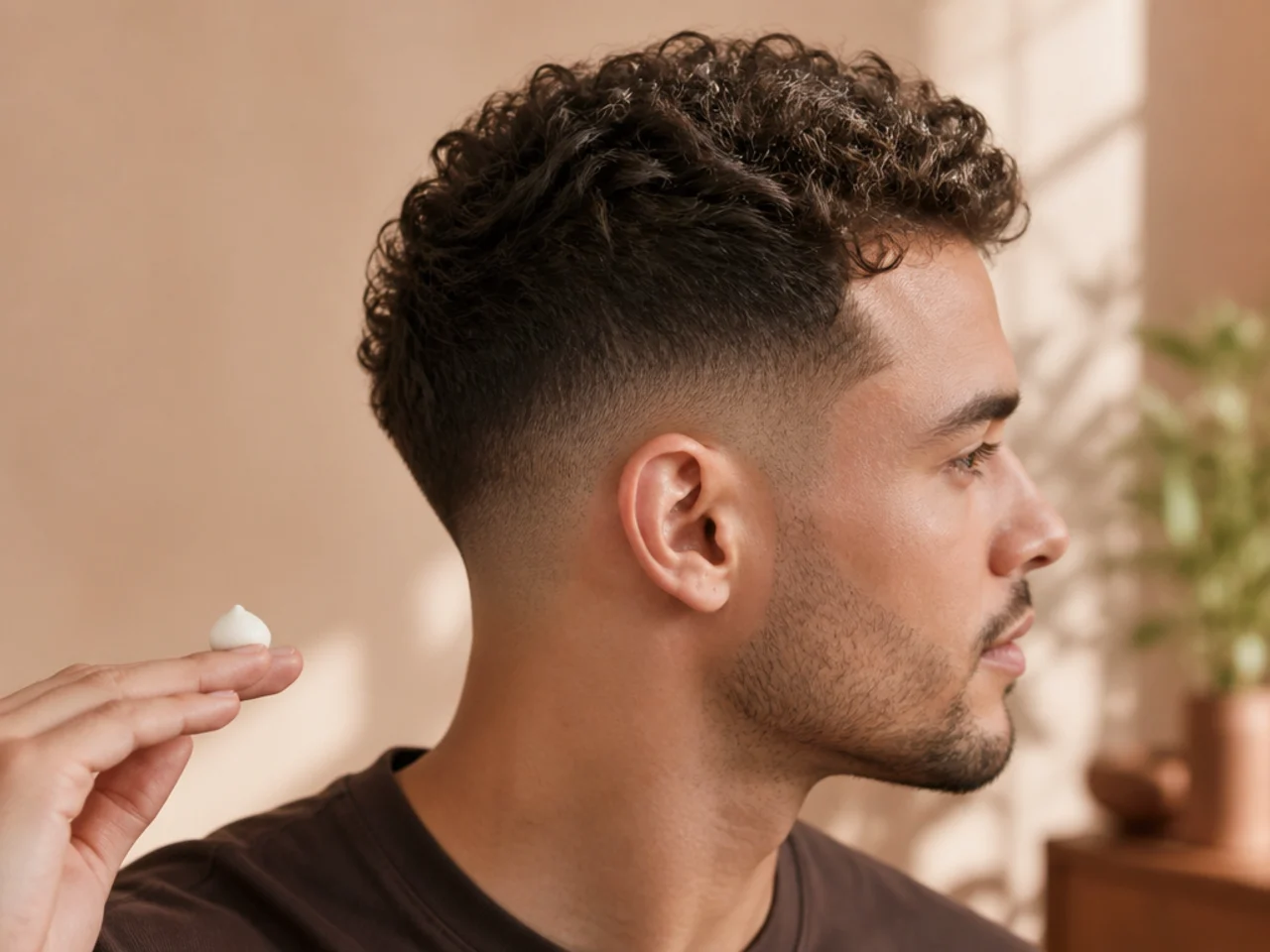 A pea-sized amount of curl cream