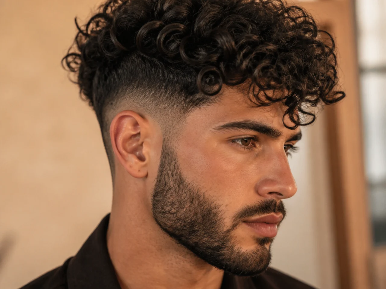 A man with a curly undercut and a beard