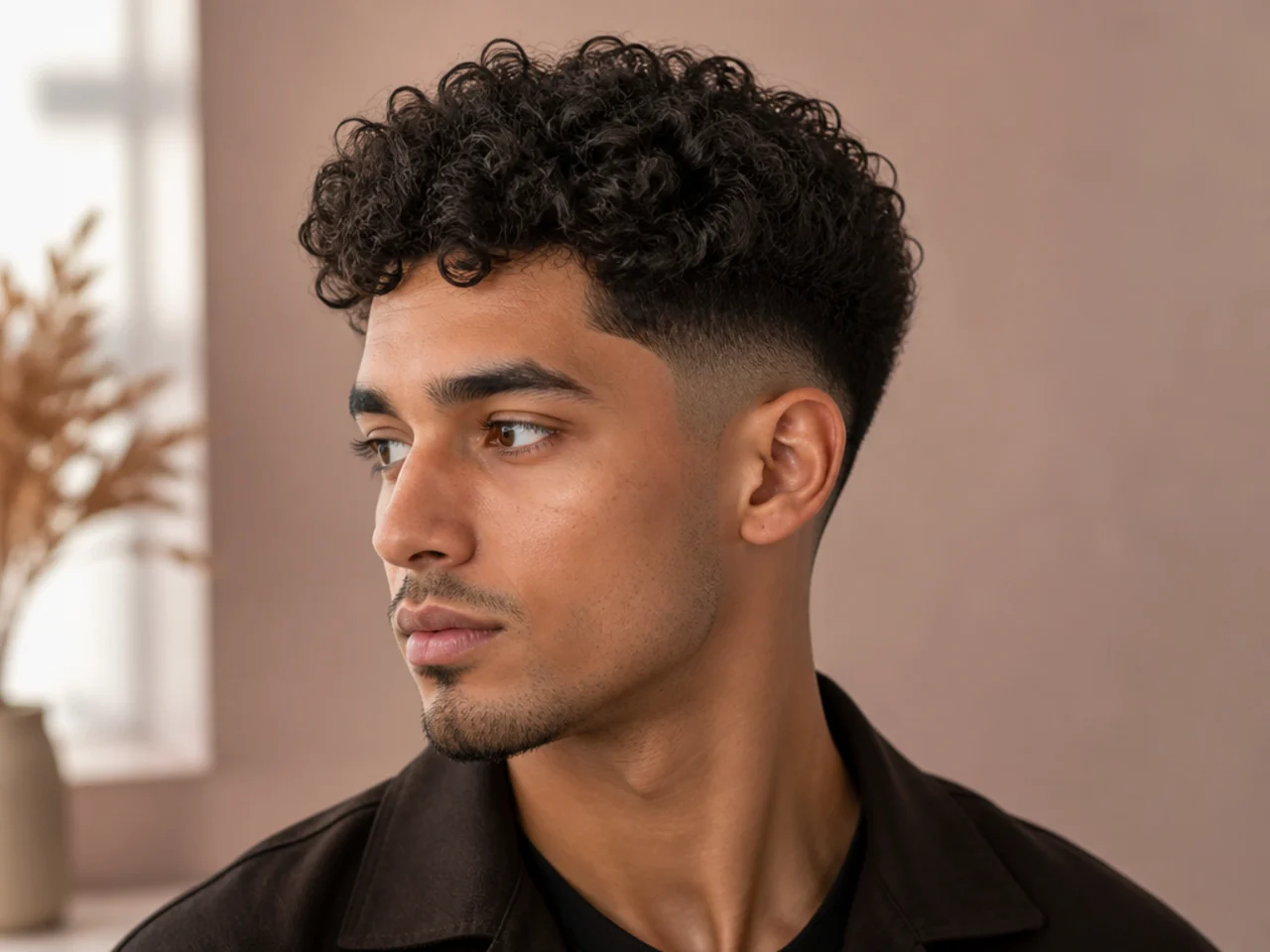 A curly undercut softened with a small taper