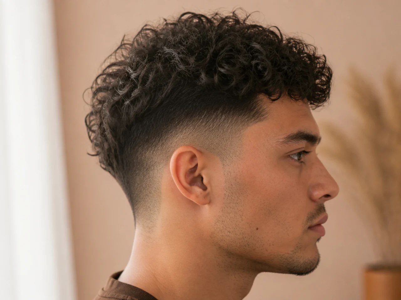 A curly undercut four weeks after cutting