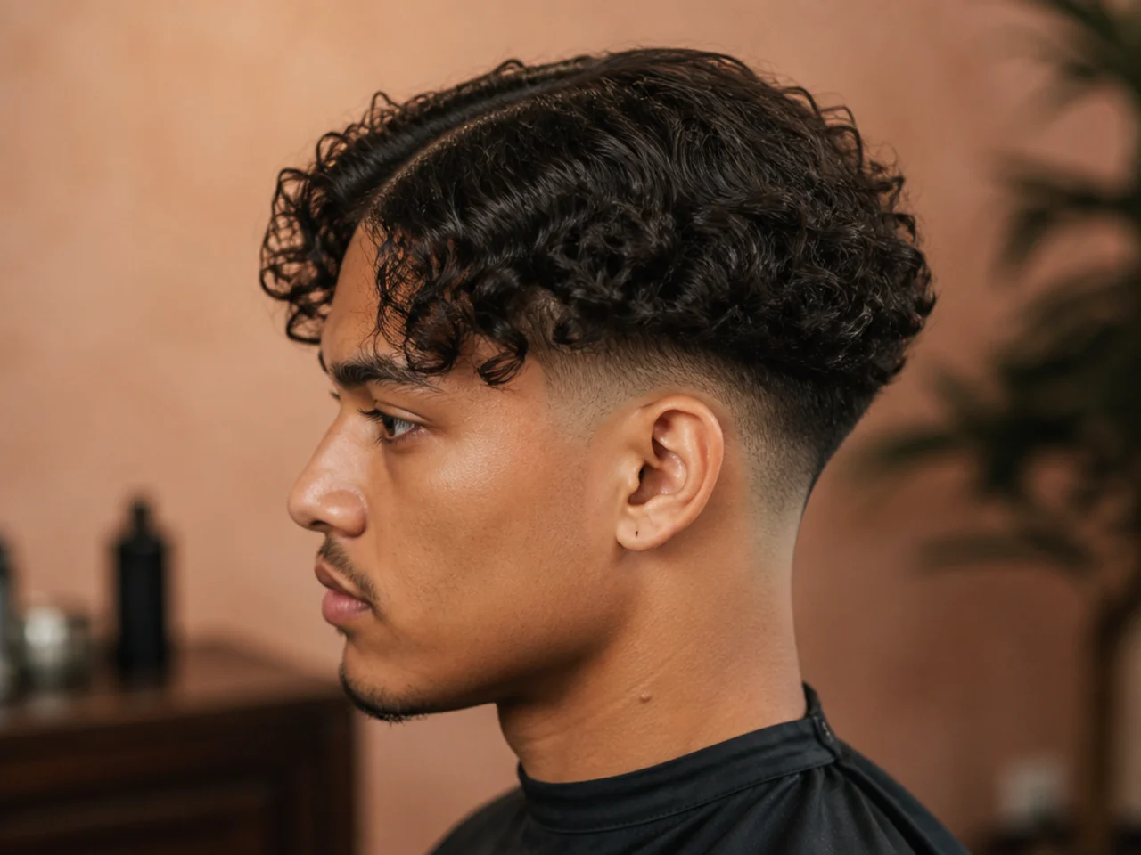A man with a curly middle part over an undercut