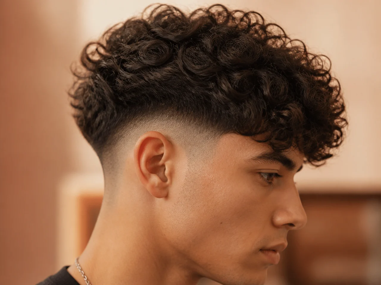 A man with a two block curly undercut