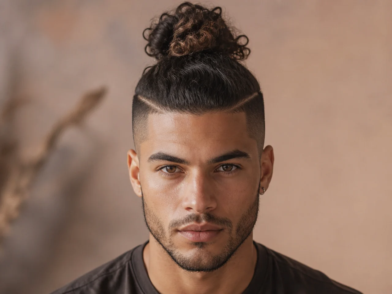 A man with a curly bun and an undercut