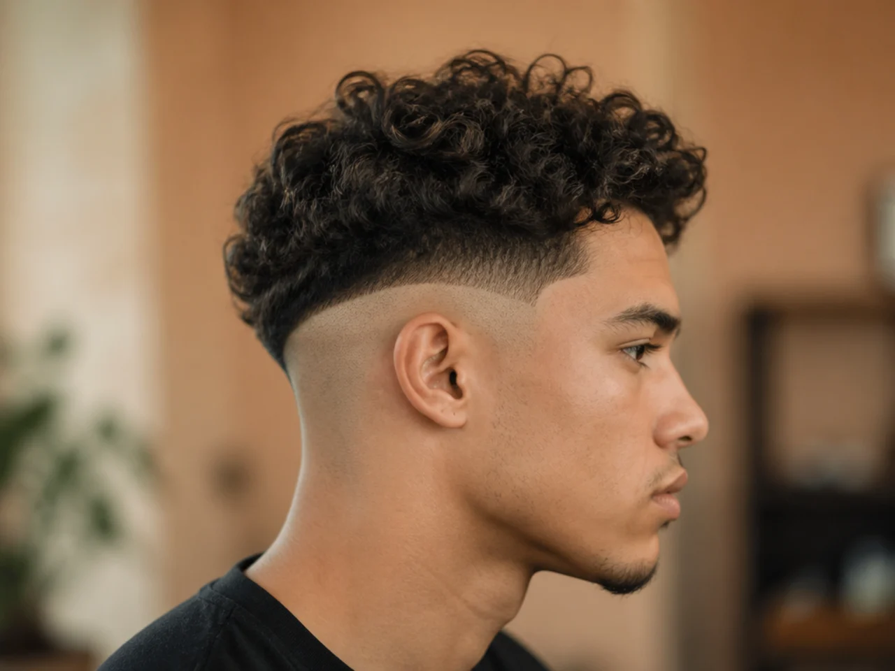 Close view of a hard disconnection under curly hair