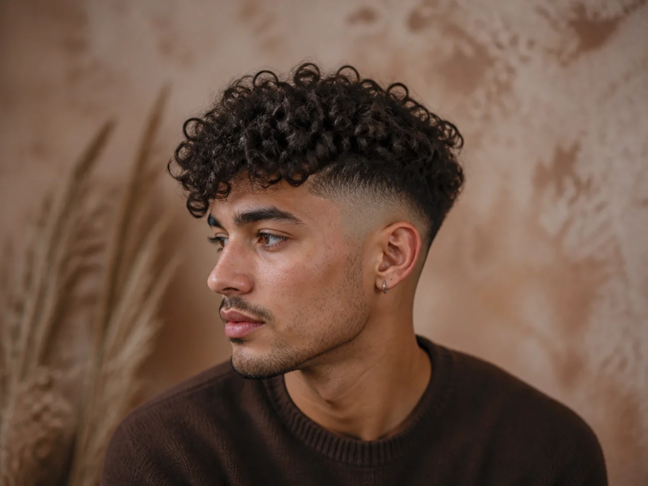 Side view of a man with a curly undercut
