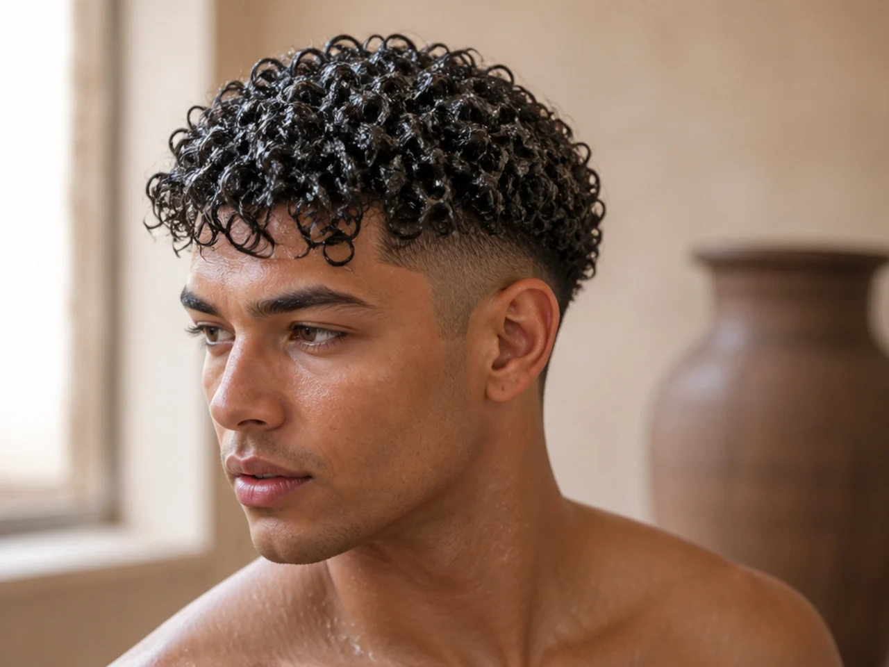 Leave-in conditioner applied to soaking wet curls