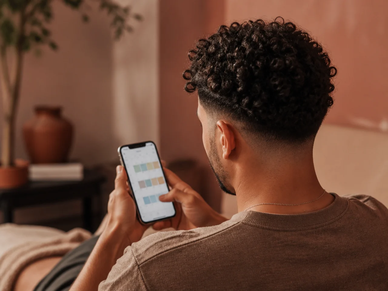 A man planning his wash days on a phone calendar