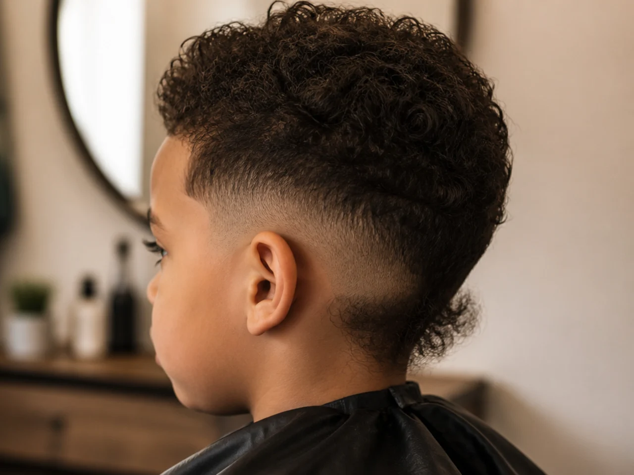 Close view of matted curls at the nape of a toddler's neck