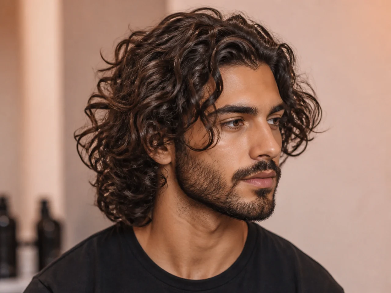 Curly bro flow with long brushed-back curls on 2C to 3A wave
