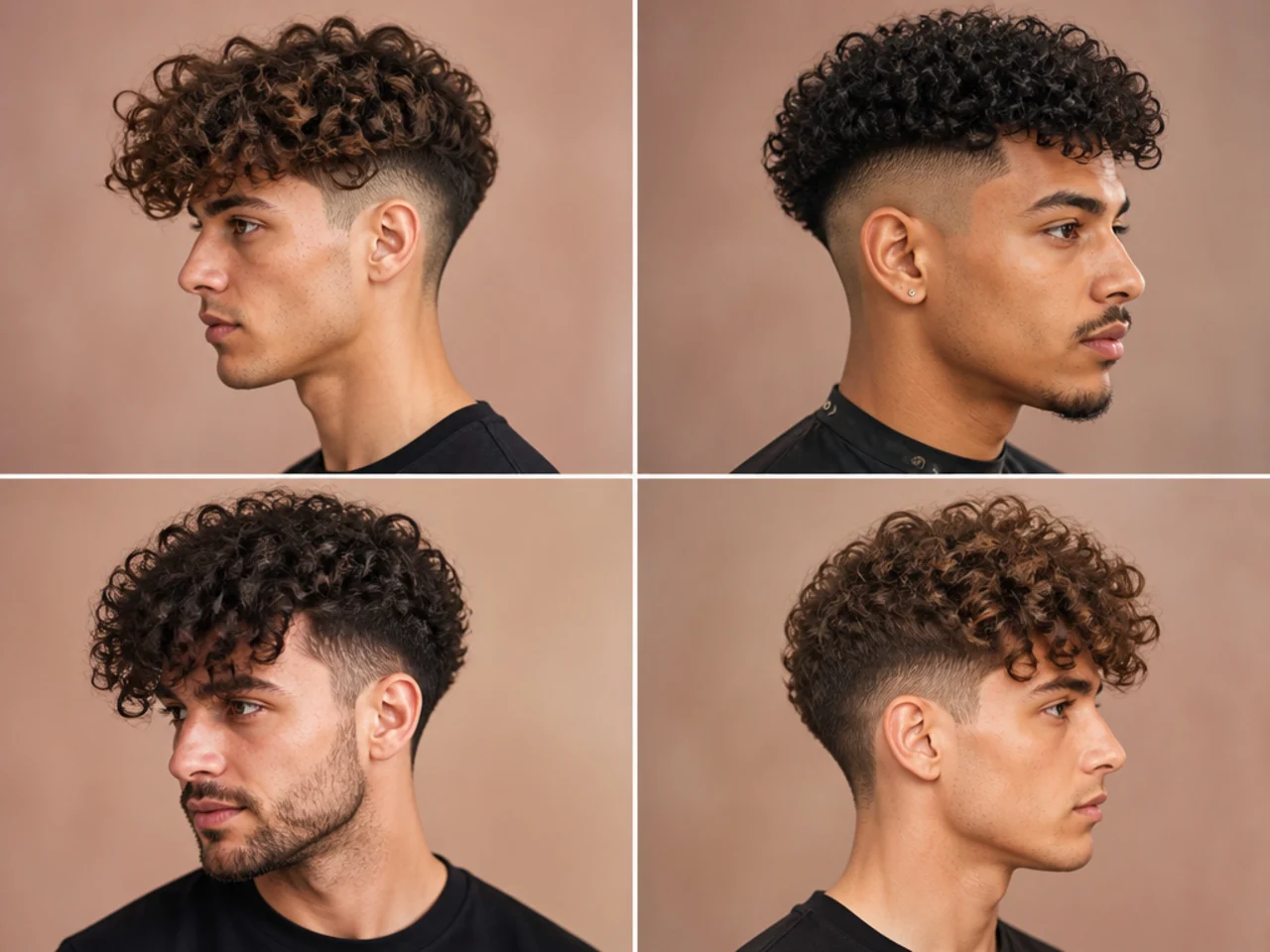 Curly undercut with disconnected long top and skin-short sides on 3B curls