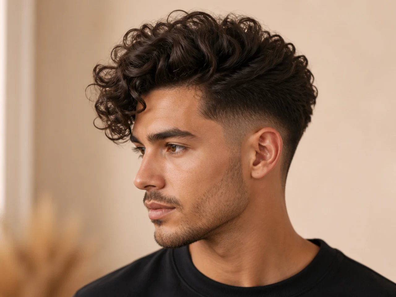 Classy Off-Center Curls with Tapered Sides