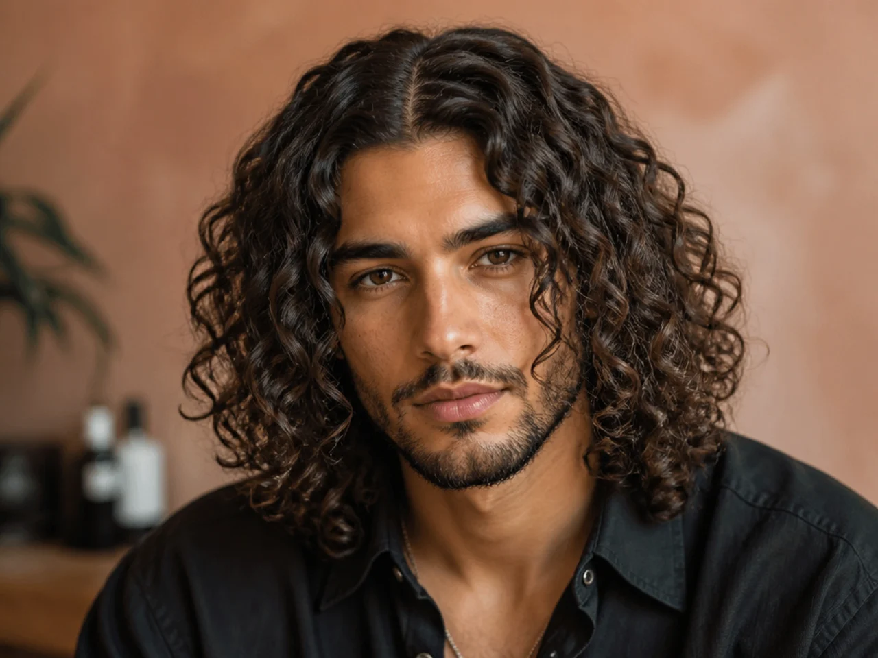 Long, Parted Curly Hair