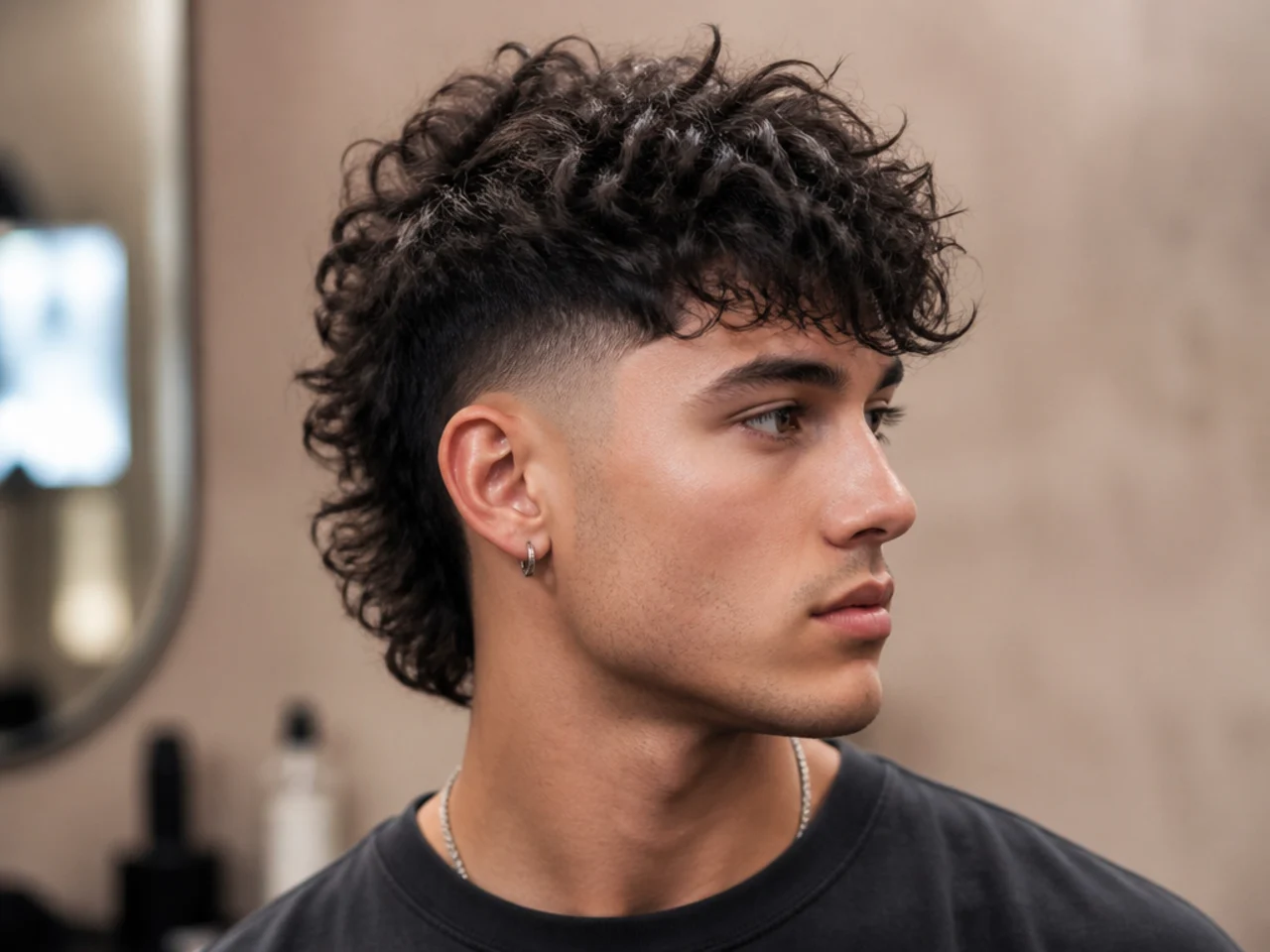 Messy Curly Mohawk with Temp Taper and Fringe