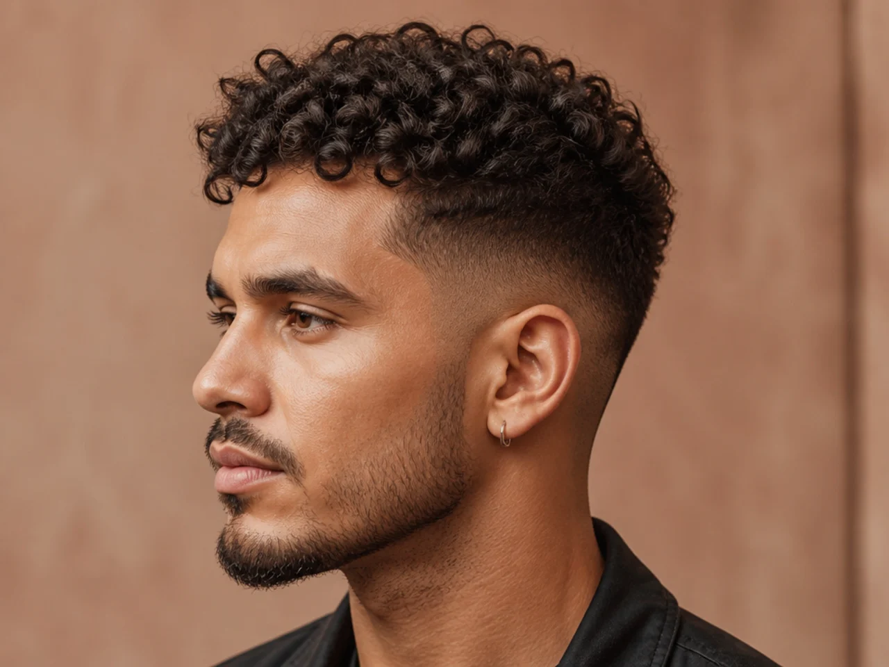 Textured Short Curls with Fade