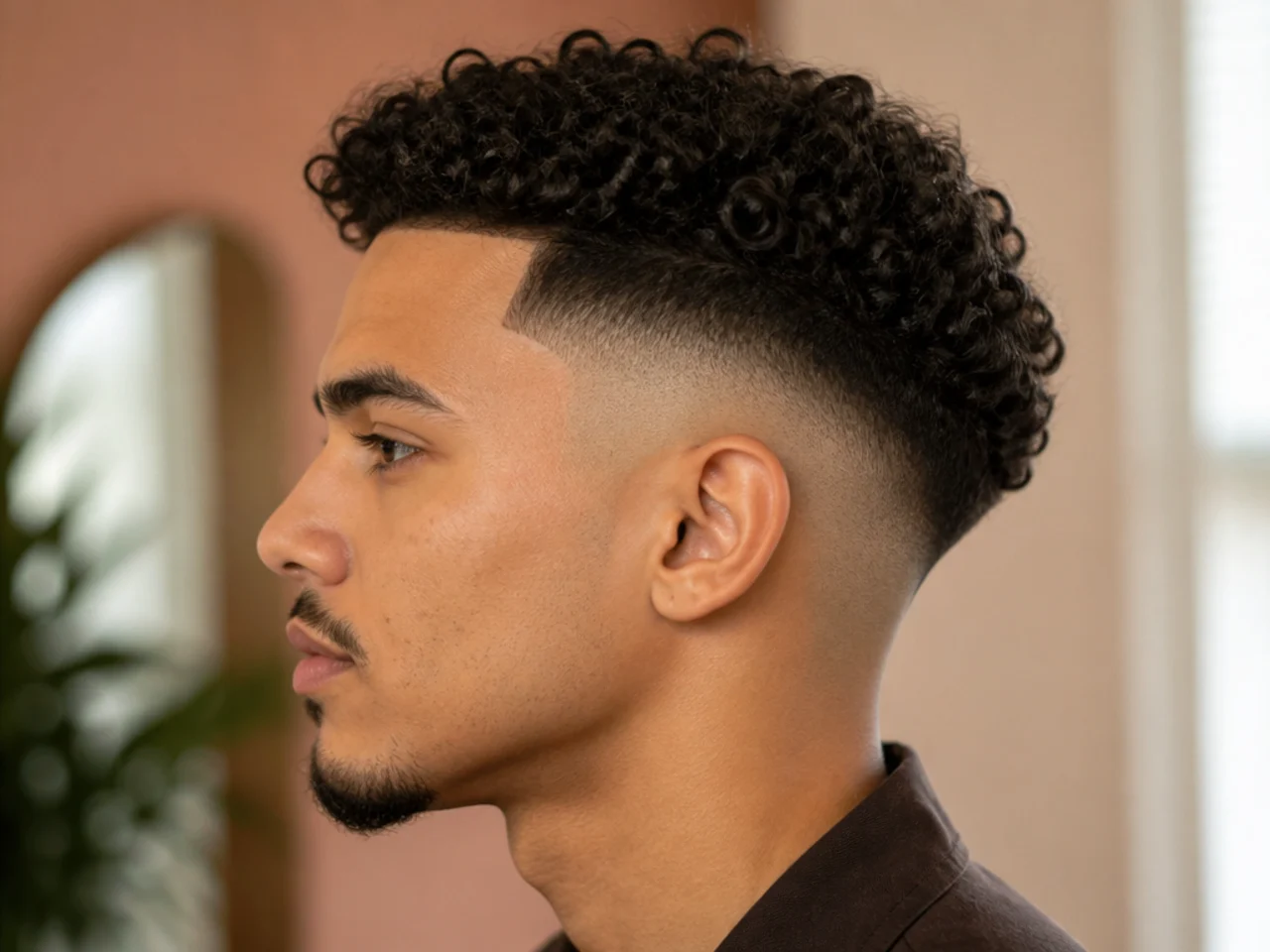 A curly high drop fade