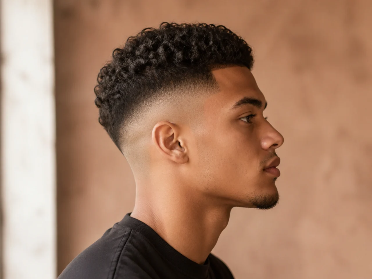 A short curly high fade