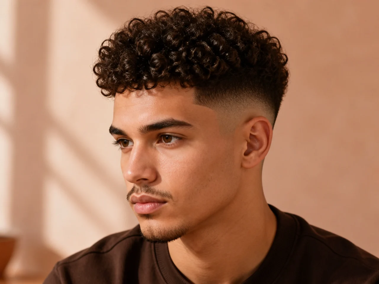 A curly high taper fade