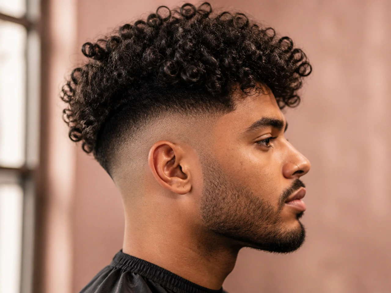 High-volume curls over a high fade